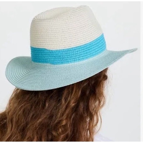 Genie by Eugenia Kim Billie Straw Fedora Sun‎ Hat Mint Green Cream Blue Coastal main image 5